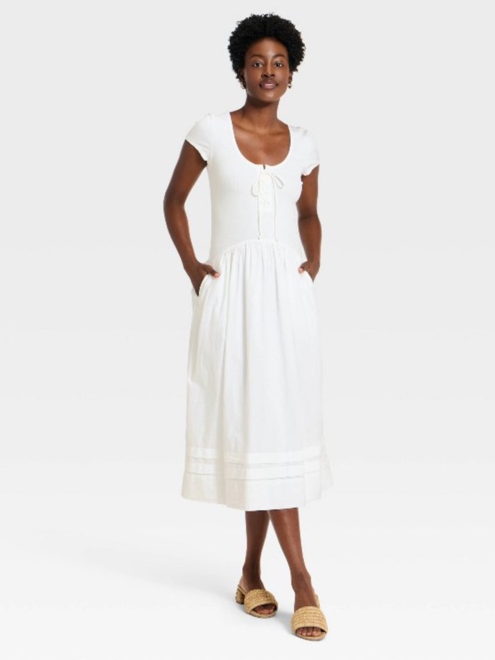 Universal Thread Western Tie-Front Cap Short Sleeve A-Line Maxi Dress NWT XL